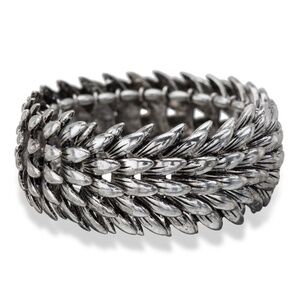 Silvertone Feather Scale Vintage Bracelet